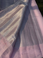 Linen Saree with Floral Embroidery – Lilac