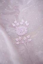 Tissue Kota Saree with All-Over Moti Handwork – Lavender