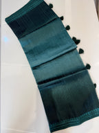 Ombre Raw Silk Organza with Embroidered Border – Green