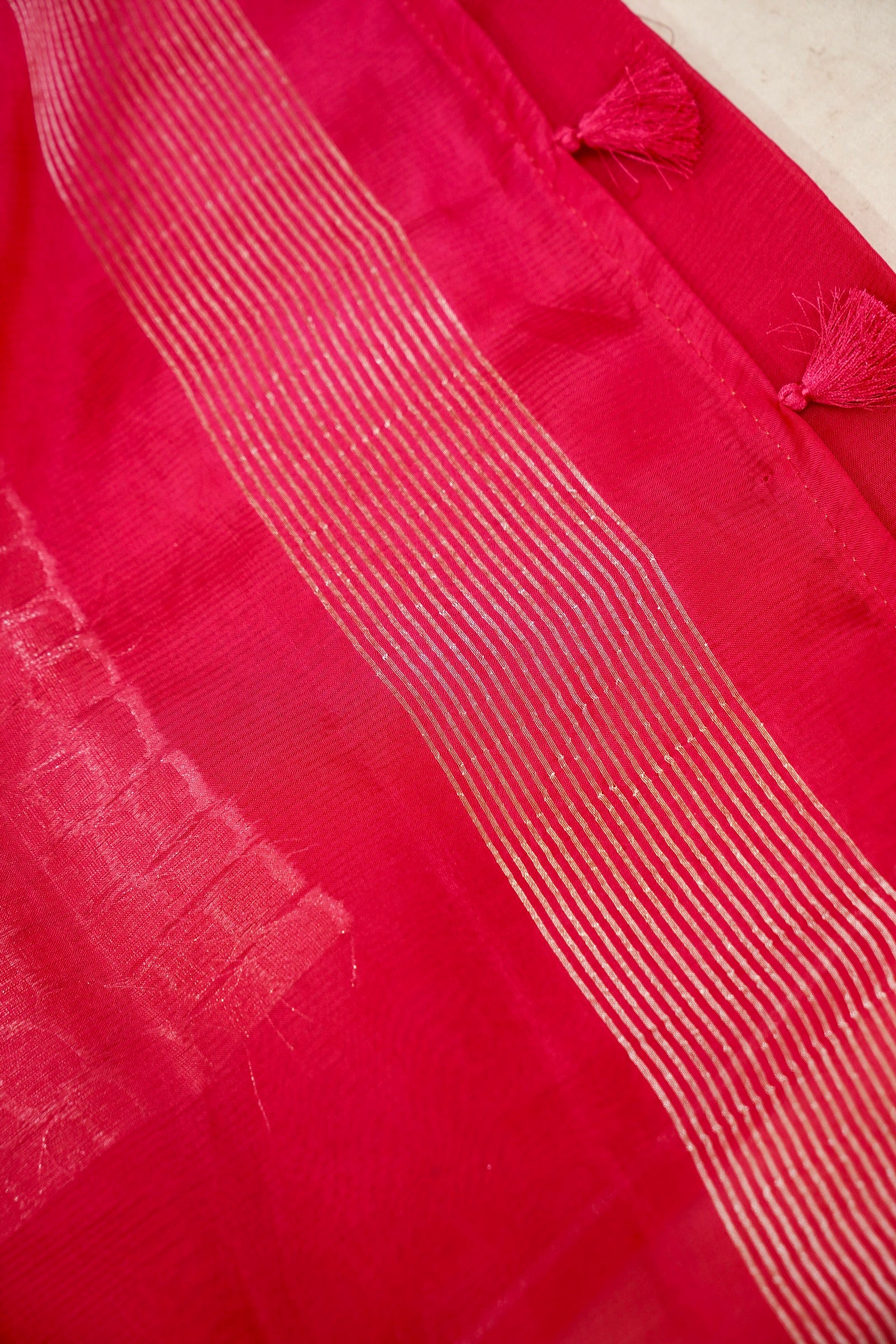 Ombré Paper Silk Saree with Geometric Square Motifs – Pink Radiance