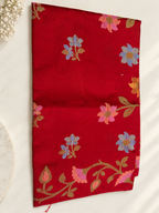 Crimson Red Raw Silk Banarasi Jamdani Saree