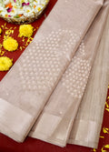 Kota Tissue Saree with Paisley Hand Moti Work – Rose Gold