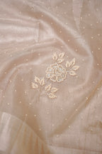 Tissue Kota Saree with All-Over Moti Handwork – Rose Gold
