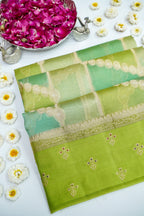 Kora Silk Rangkaat Saree Zari Weaving – Green