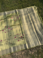 Pastel Green Kora Silk Saree