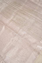 Kota Tissue Saree with Paisley Hand Moti Work – Rose Gold