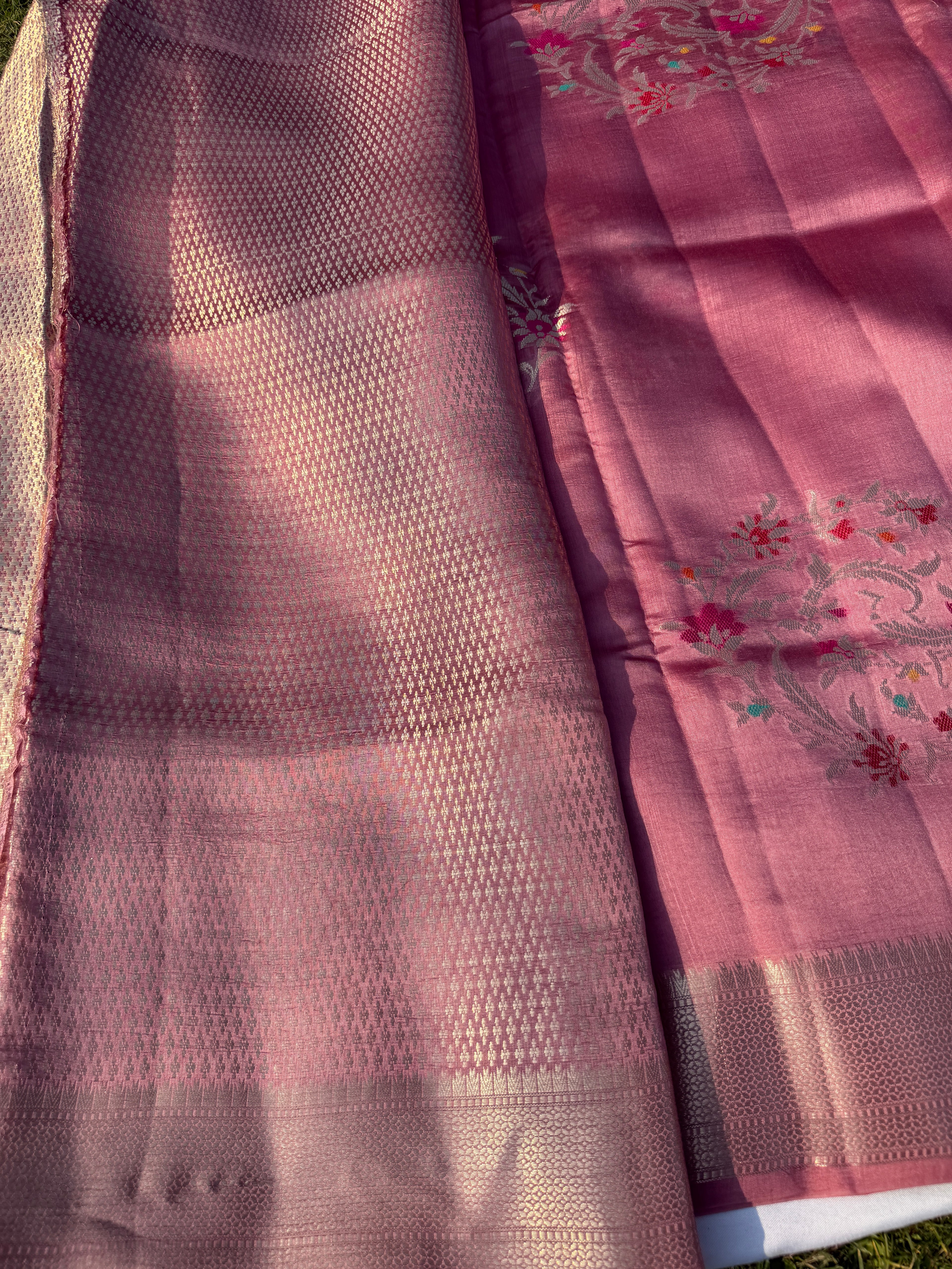 Dusty Rose Kora Silk Saree