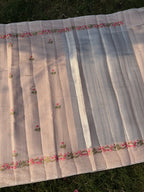 Linen Saree with Floral Embroidery – Peach