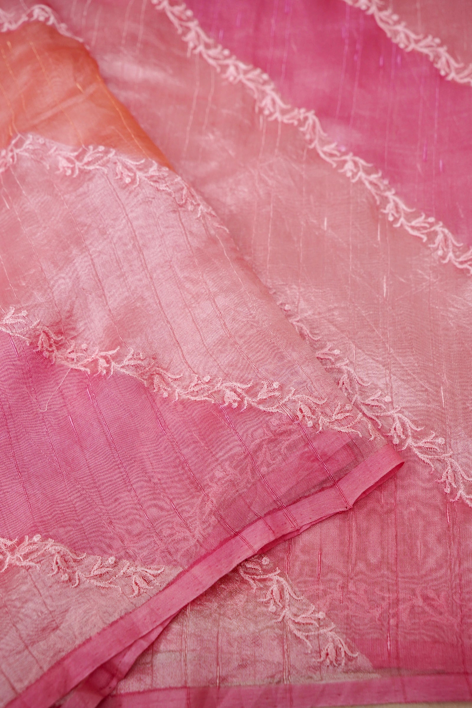 Rangkaat Raw Silk Saree with Thread Embroidery -Pink
