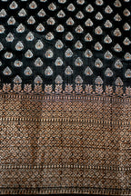 Raw silk saree with Antique Zari - Black