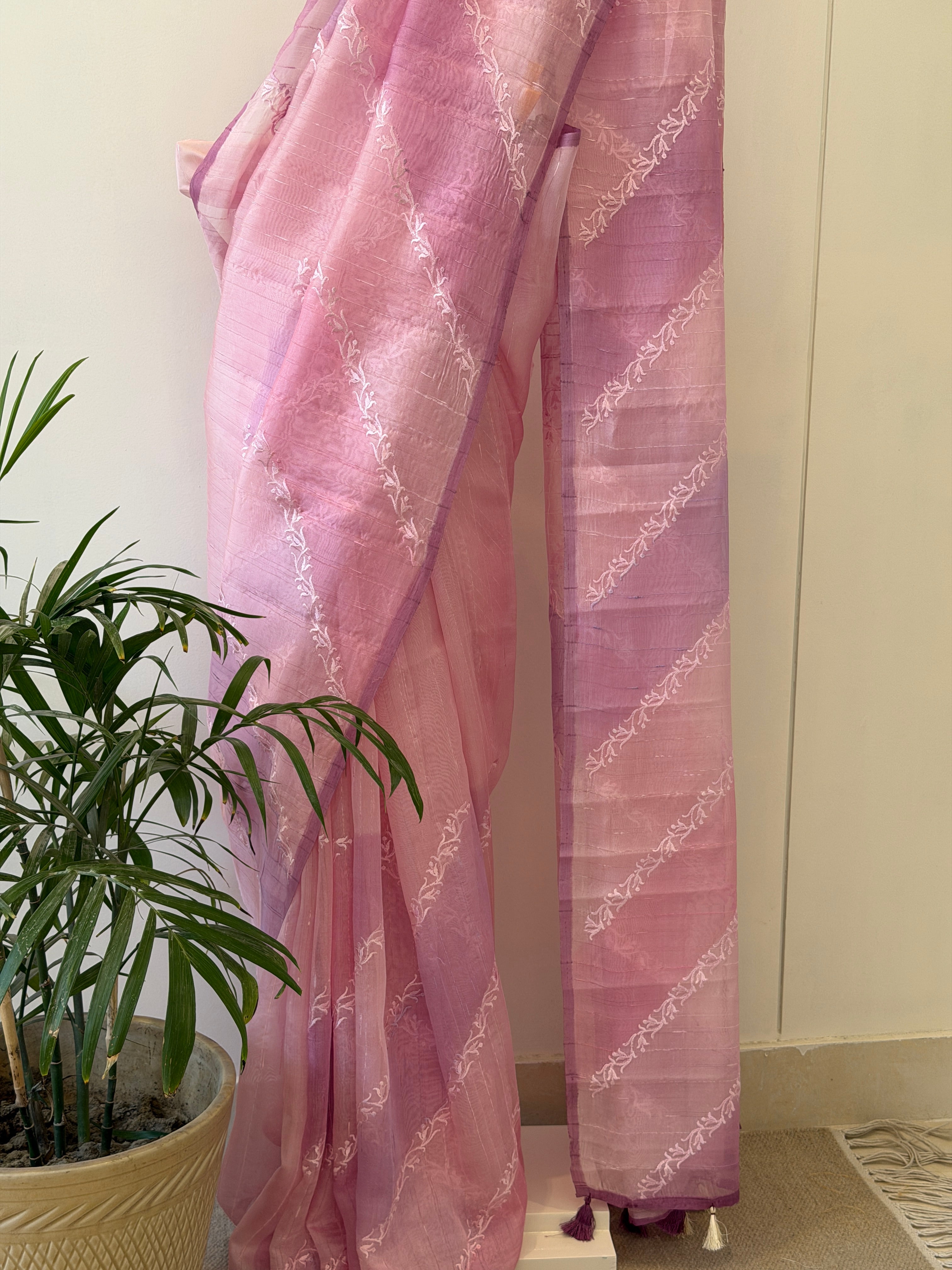 Rangkaat Raw Silk Saree - Thread Embroidery