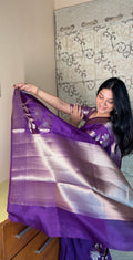 Kora Silk Saree - Deep Purple