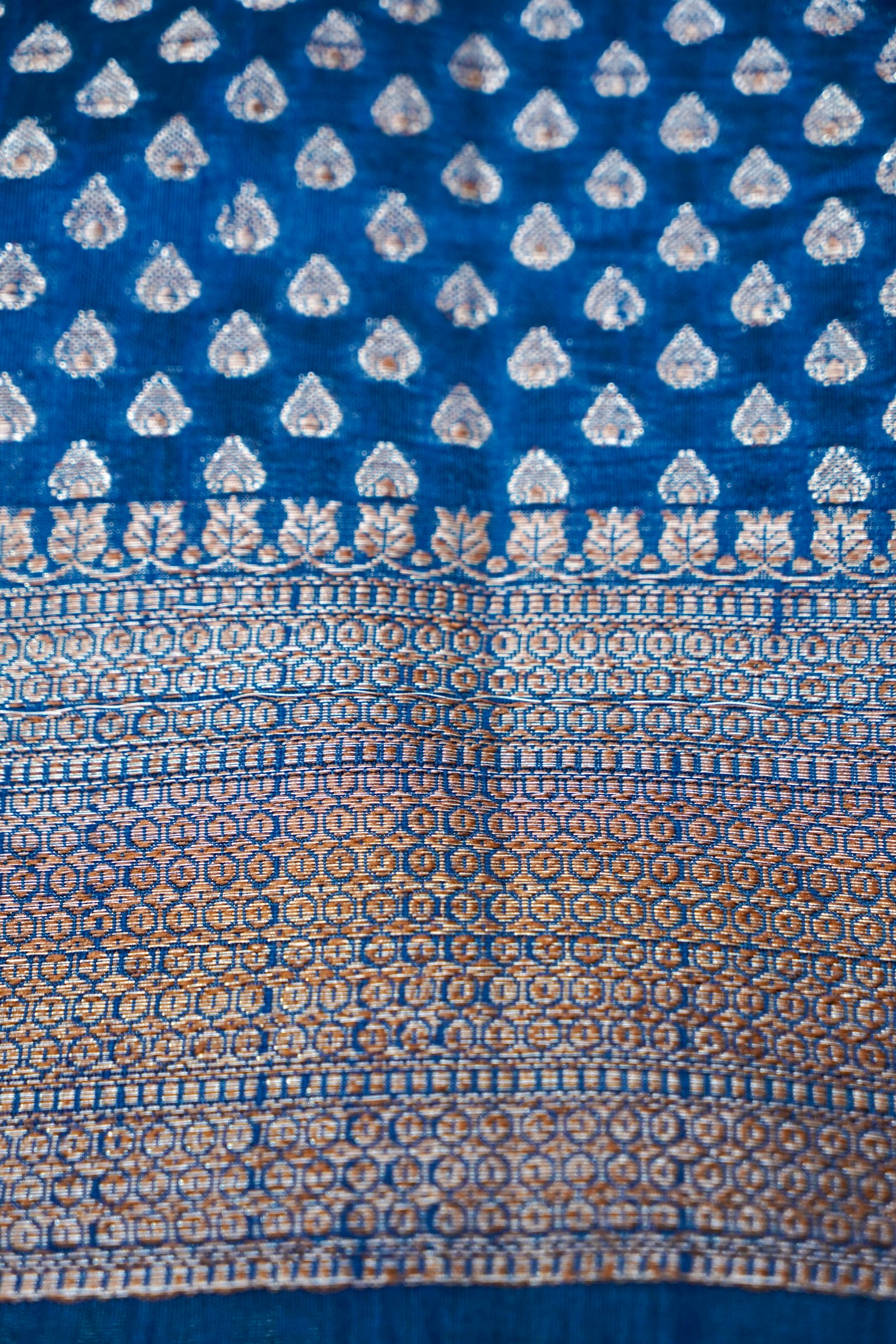 Raw Silk Saree with Antique Zari- Persian Blue
