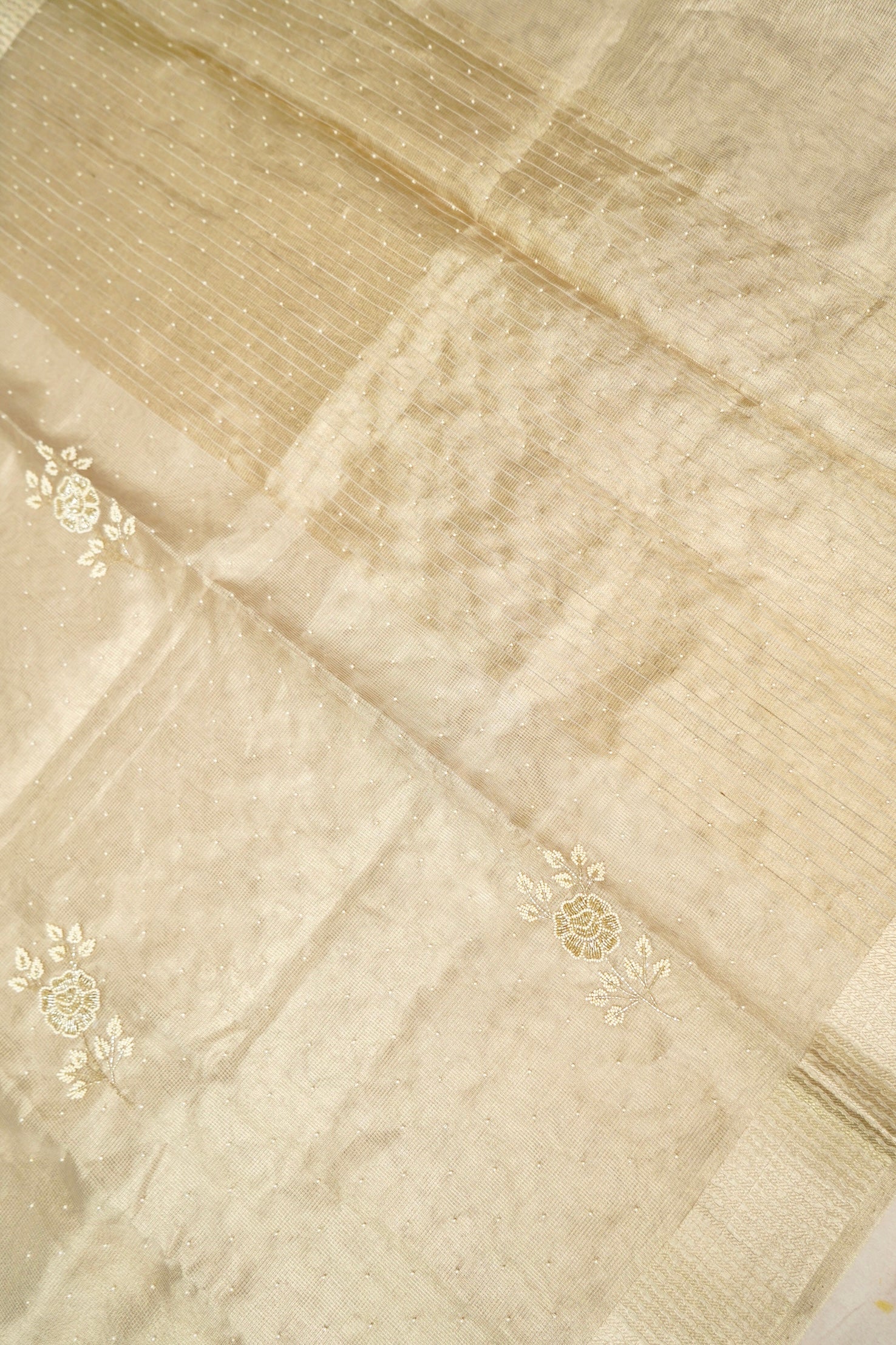 Tissue Kota Saree with All-Over Moti Handwork – Lavender
