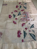 Rose gold Kota Tissue Pichwai Appliqué Saree