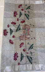 Silver Kota Tissue Pichwai Appliqué Saree