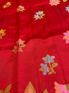 Crimson Red Raw Silk Banarasi Jamdani Saree