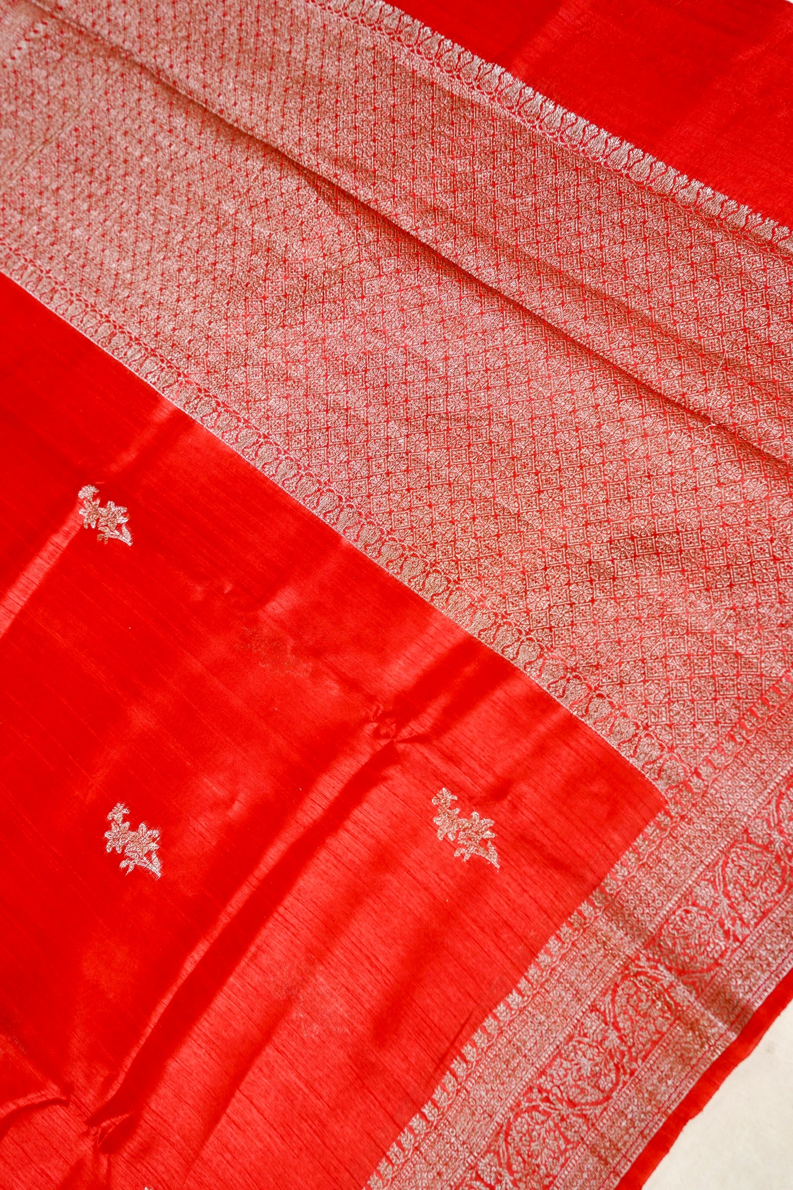Raw Silk Saree with Antique Zari - Red