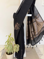 Handloom Raw Silk Saree - Black