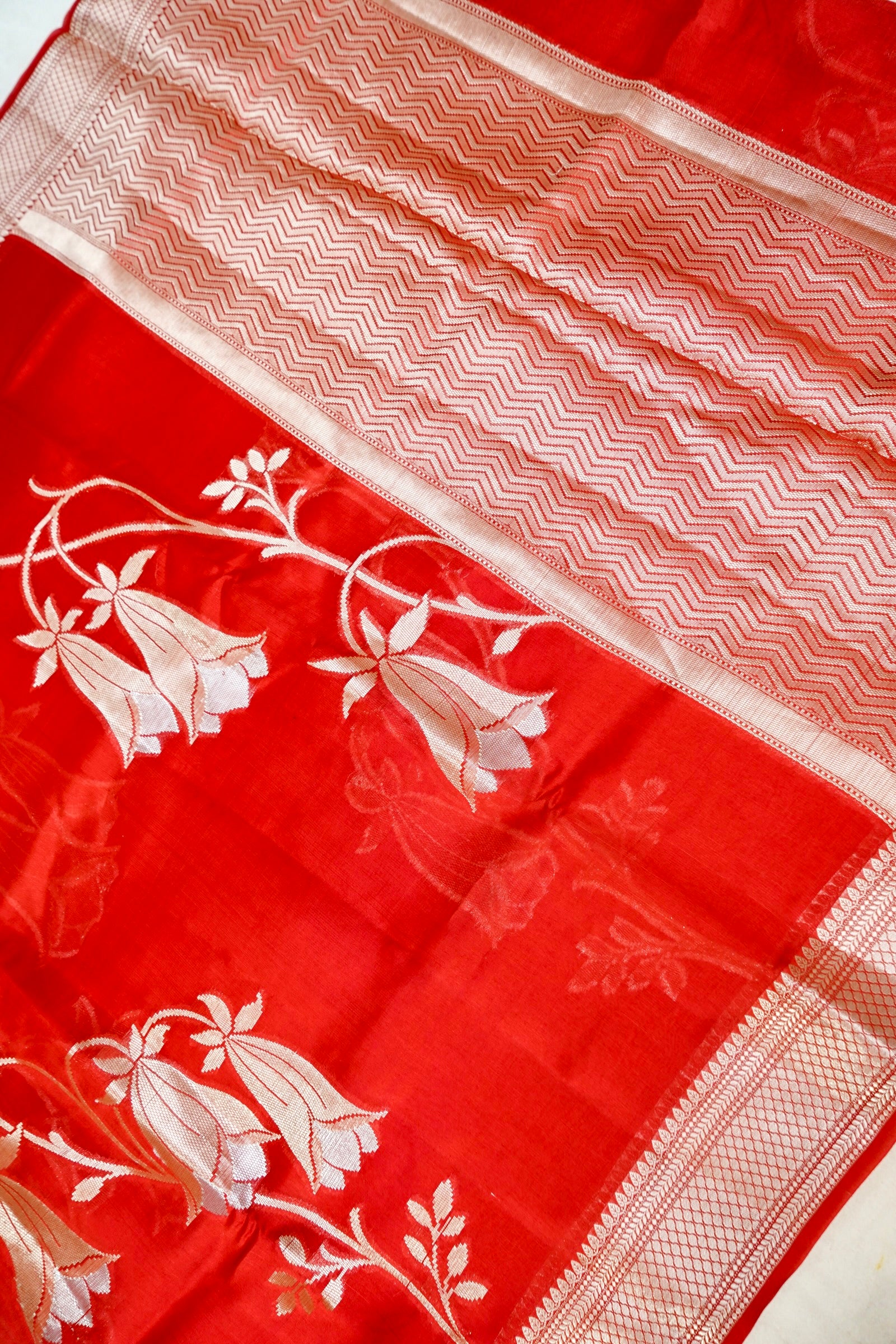 Kora Silk Saree - Red