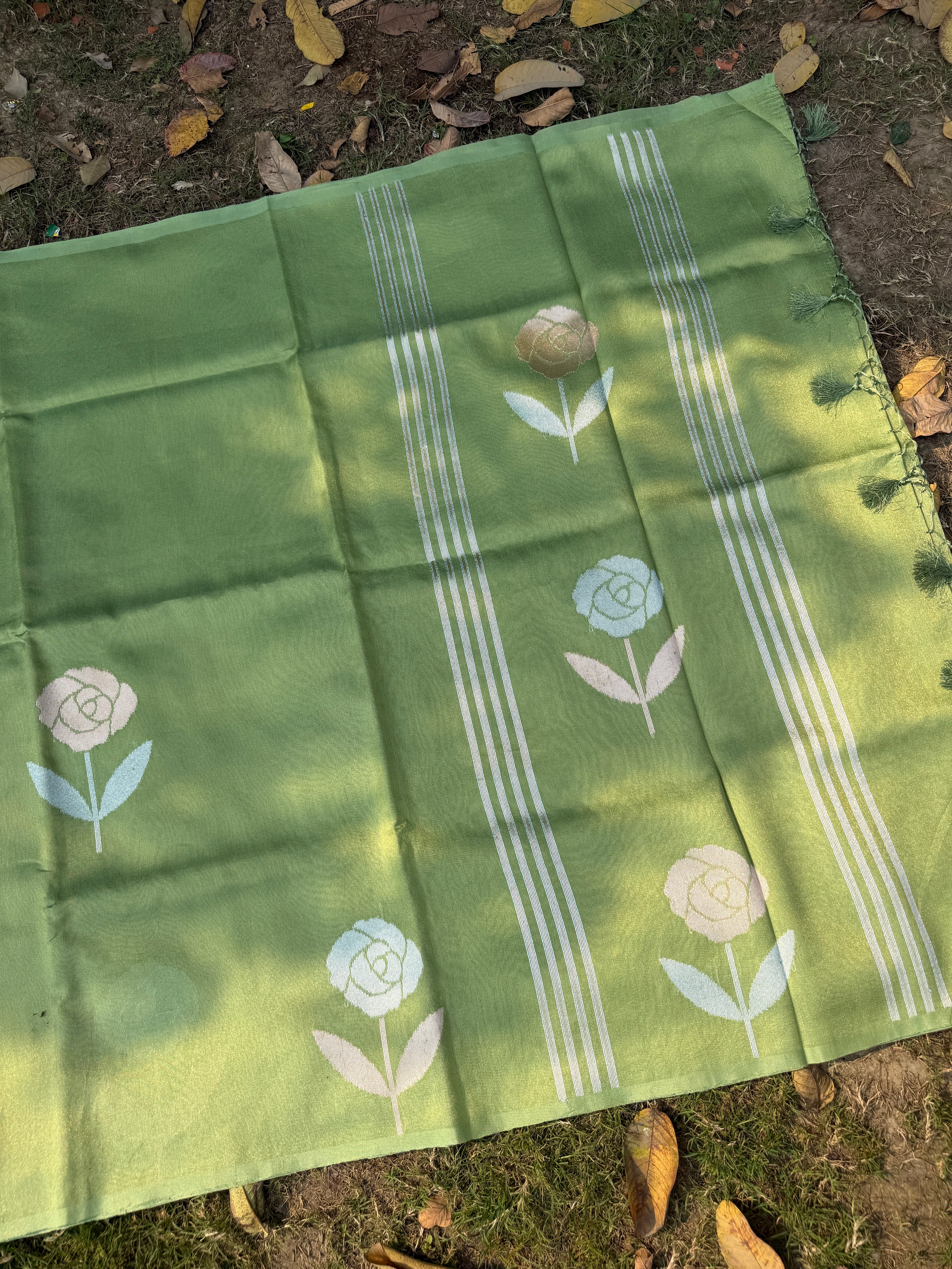 Handloom Linen Tissue - Green