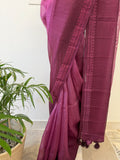 Ombre Raw Silk Organza with Embroidered Border – Wine