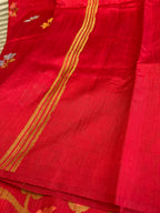 Crimson Red Raw Silk Banarasi Jamdani Saree