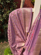Lilac Floral Georgette Banarasi Saree
