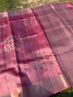 Dusty Rose Kora Silk Saree
