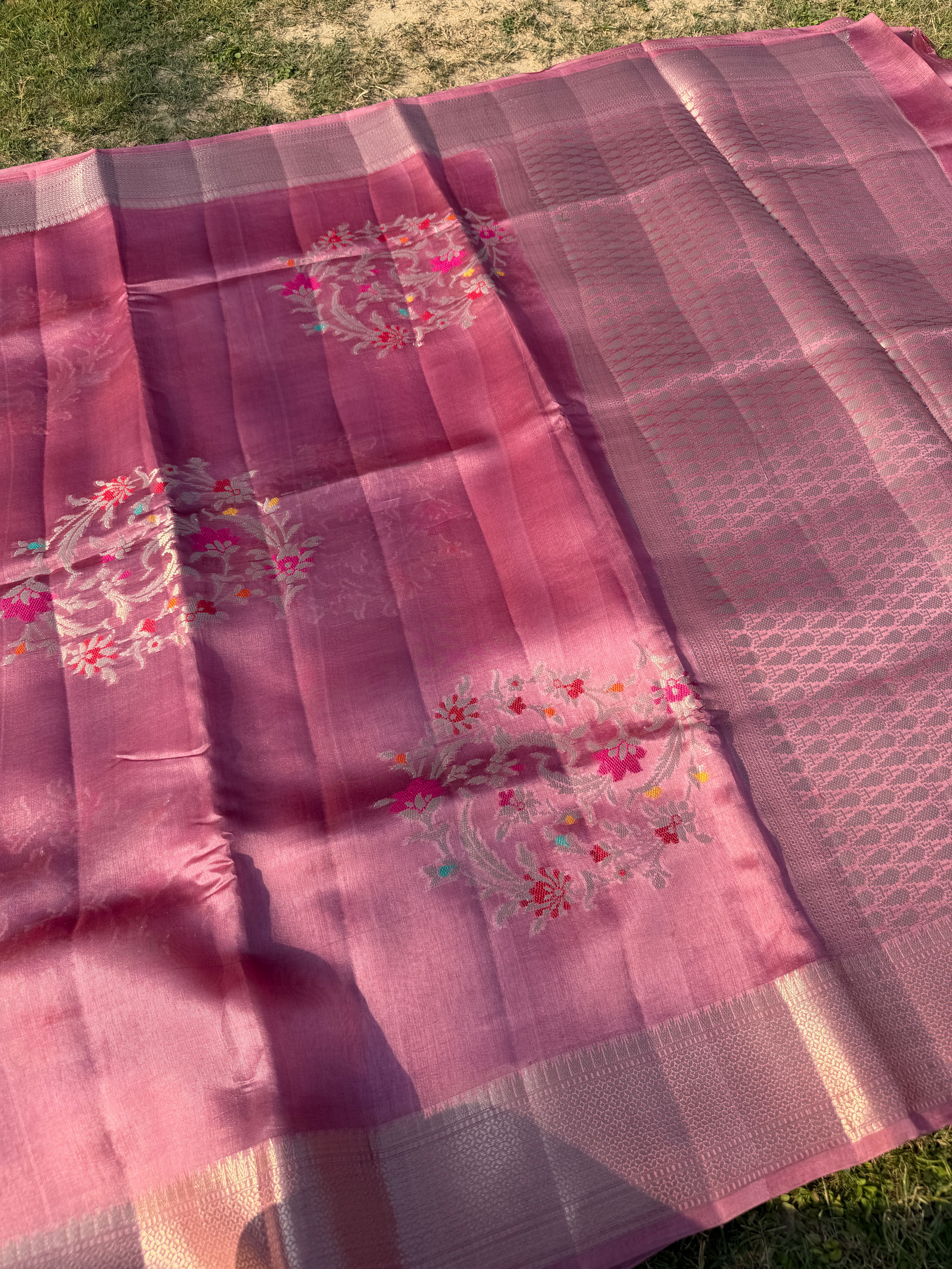 Dusty Rose Kora Silk Saree