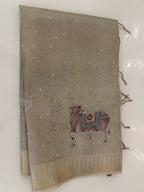 Rose gold Kota Tissue Pichwai Appliqué Saree