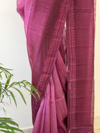 Ombre Raw Silk Organza with Embroidered Border – Wine