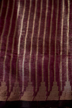 Tissue Silk Saree with Floral Weaving & Temple Border – Antique Gold & Wine