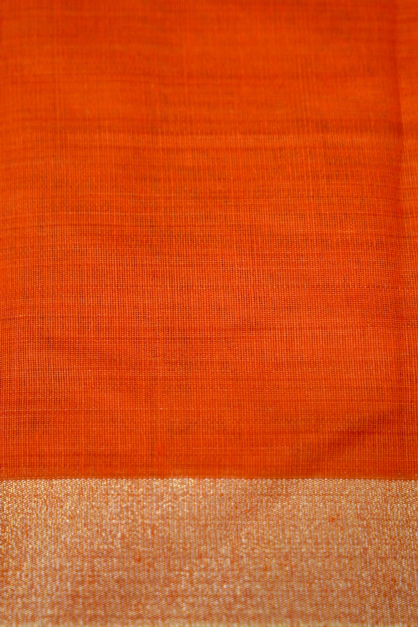 Cotton Linen Bird Printed Saree - Orange