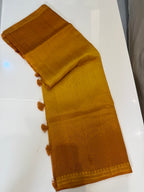 Ombre Raw Silk Organza with Embroidered Border – Mustard