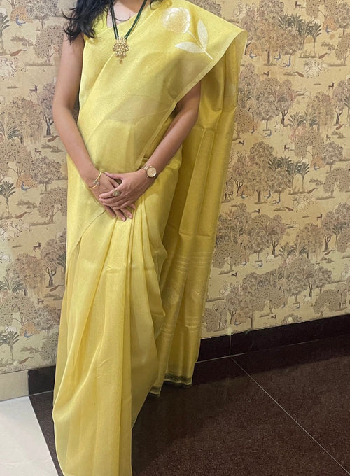 Handloom Linen tissue - Lemon Yellow