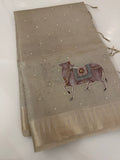 Rose gold Kota Tissue Pichwai Appliqué Saree