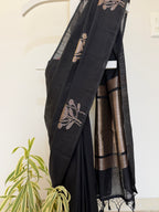 Handloom Raw Silk Saree - Black