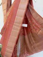 Soft Peach Kora Silk Saree