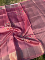 Dusty Rose Kora Silk Saree