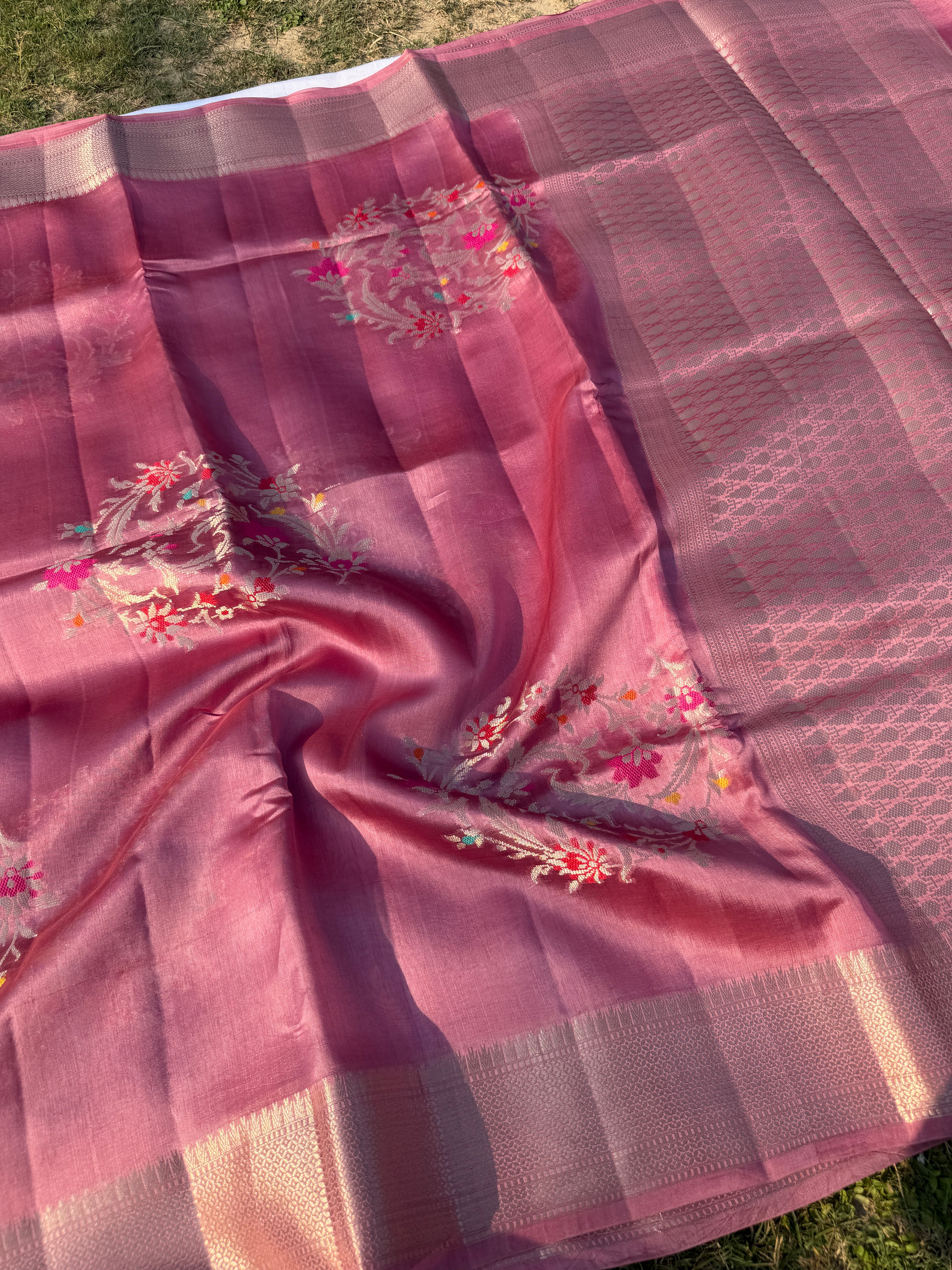 Dusty Rose Kora Silk Saree