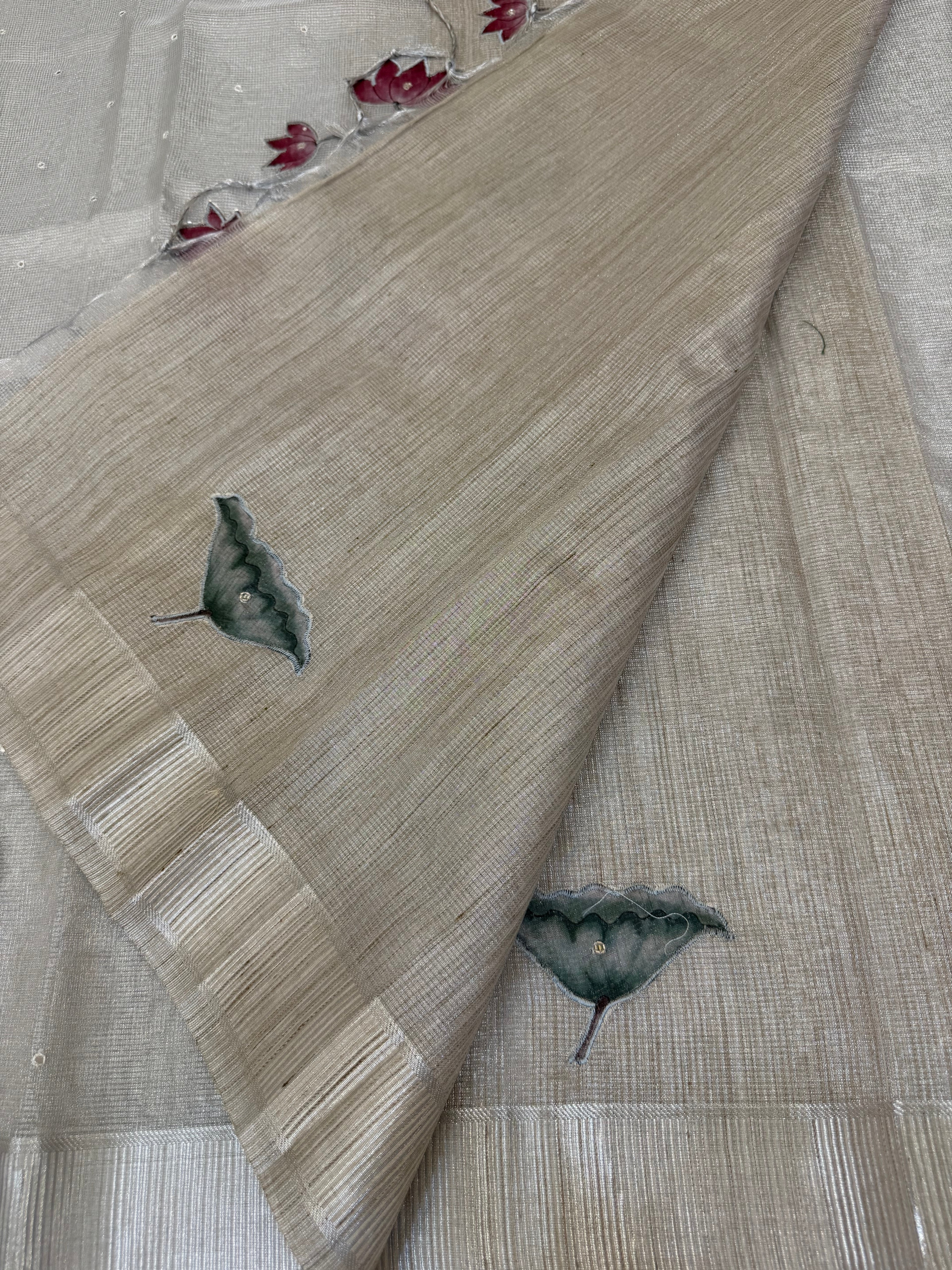 Silver Kota Tissue Pichwai Appliqué Saree