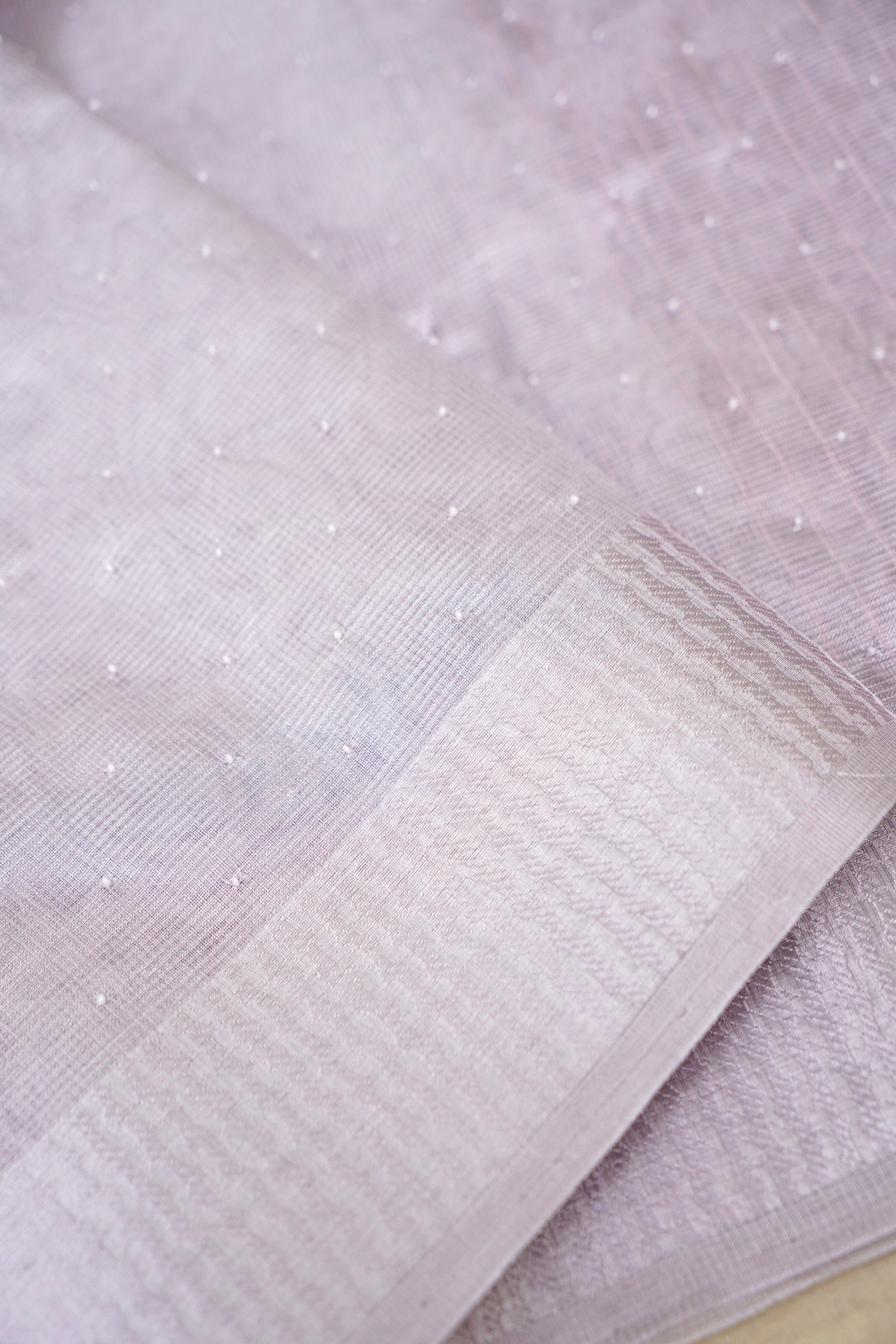 Tissue Kota Saree with All-Over Moti Handwork – Lavender