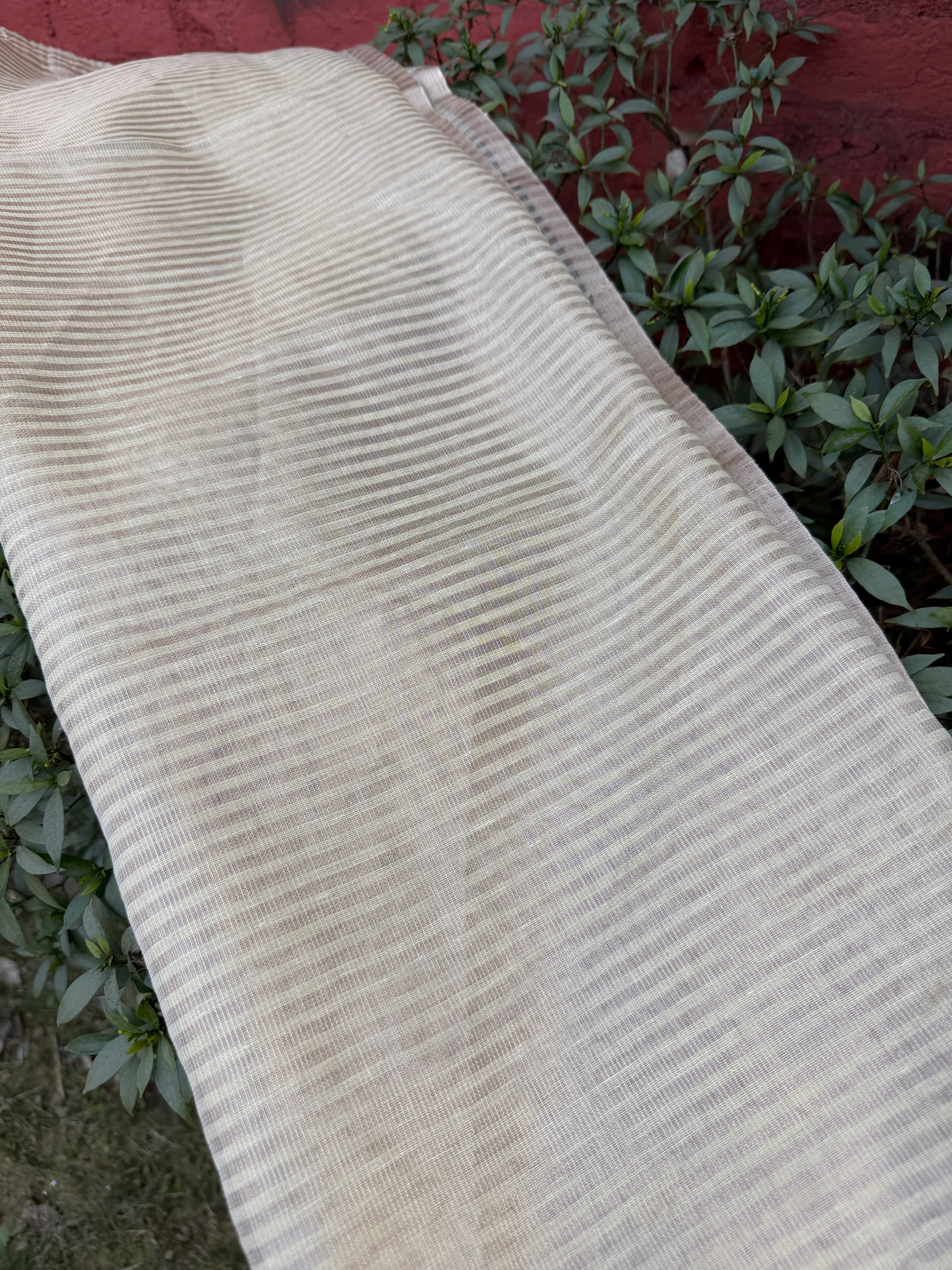 Rangkaat Linen Tissue with Flower Embroidery - Yellow