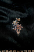 Raw silk saree with Antique Zari - Black