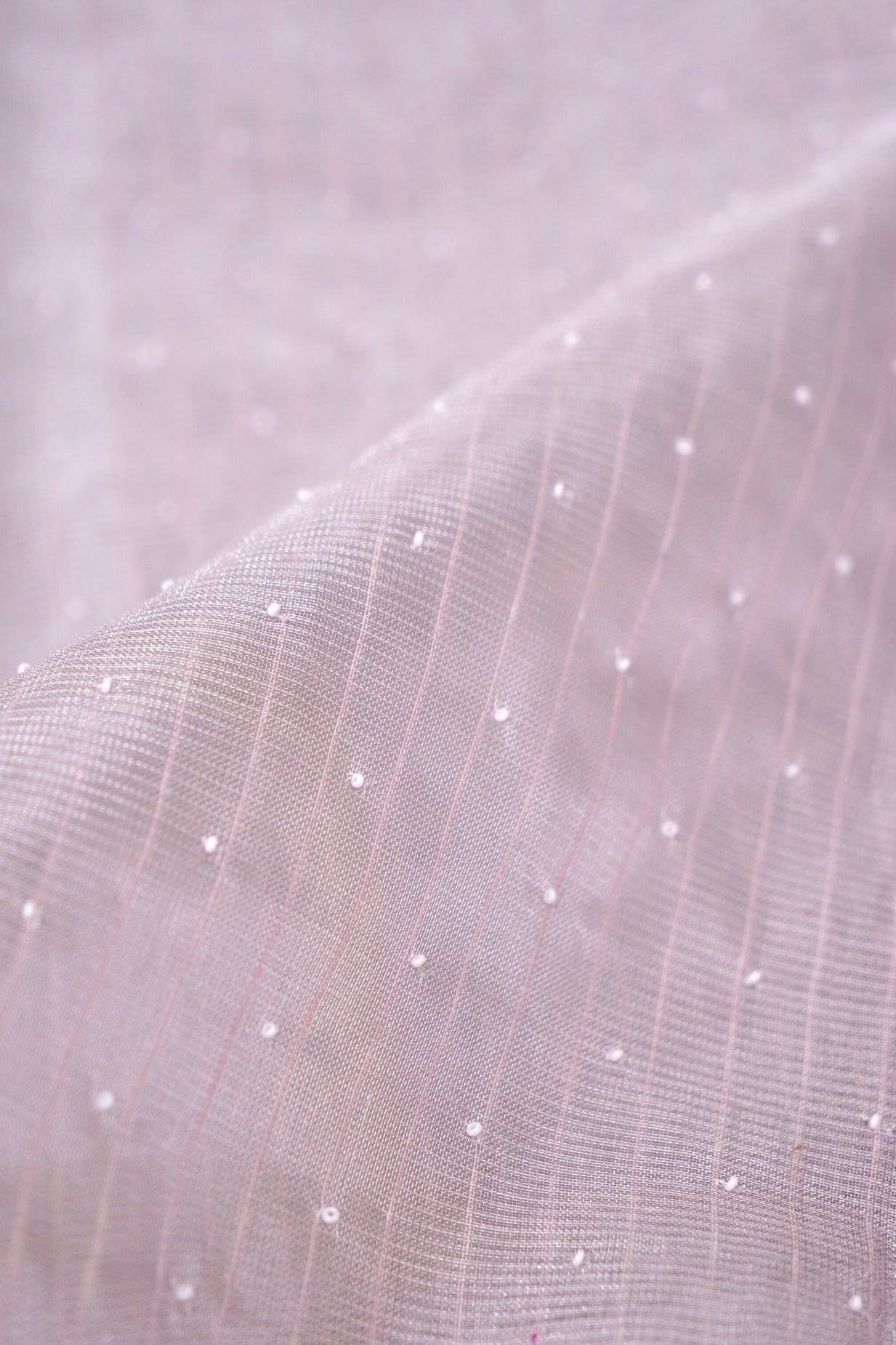 Tissue Kota Saree with All-Over Moti Handwork – Lavender