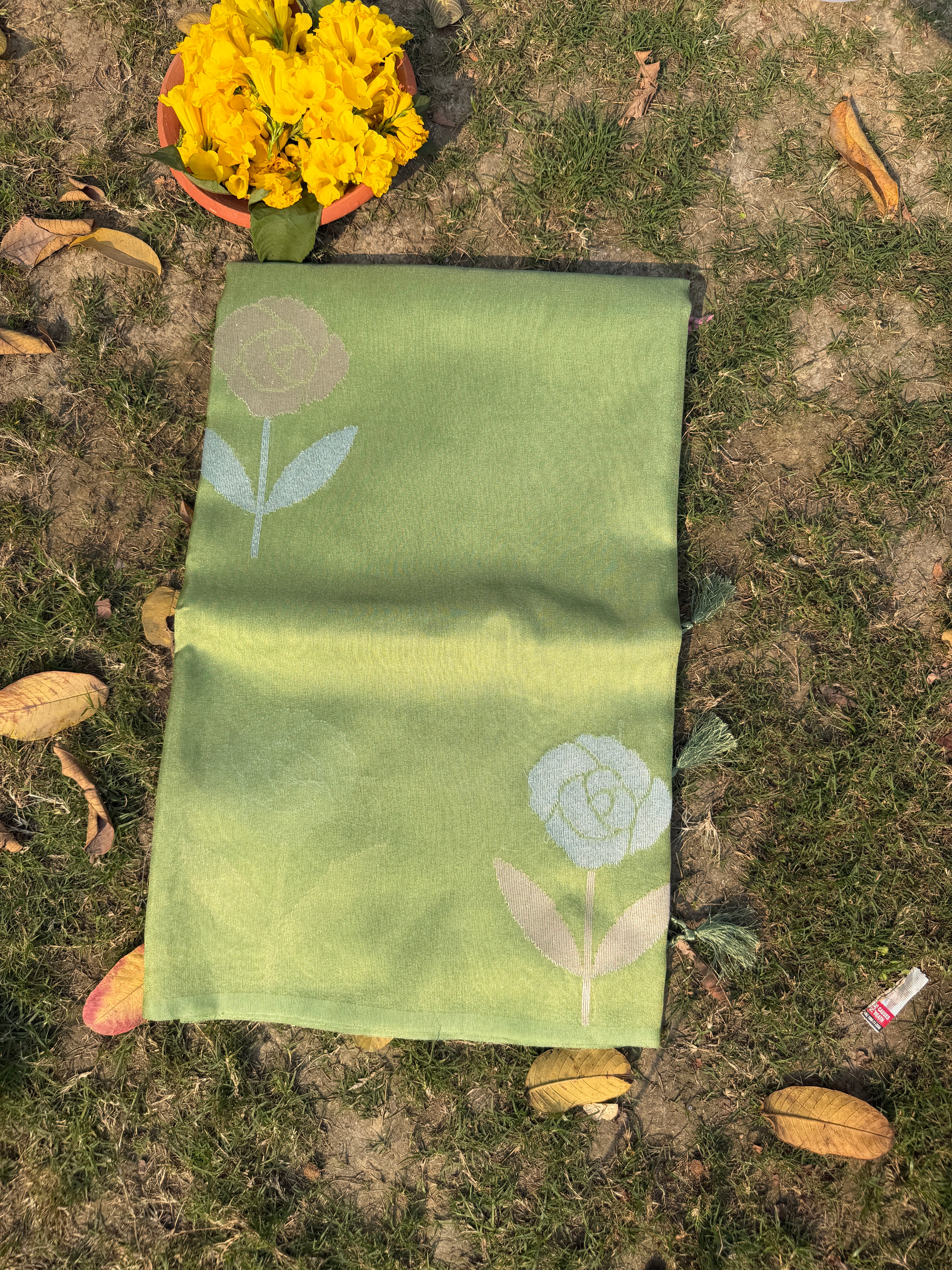 Handloom Linen Tissue - Green
