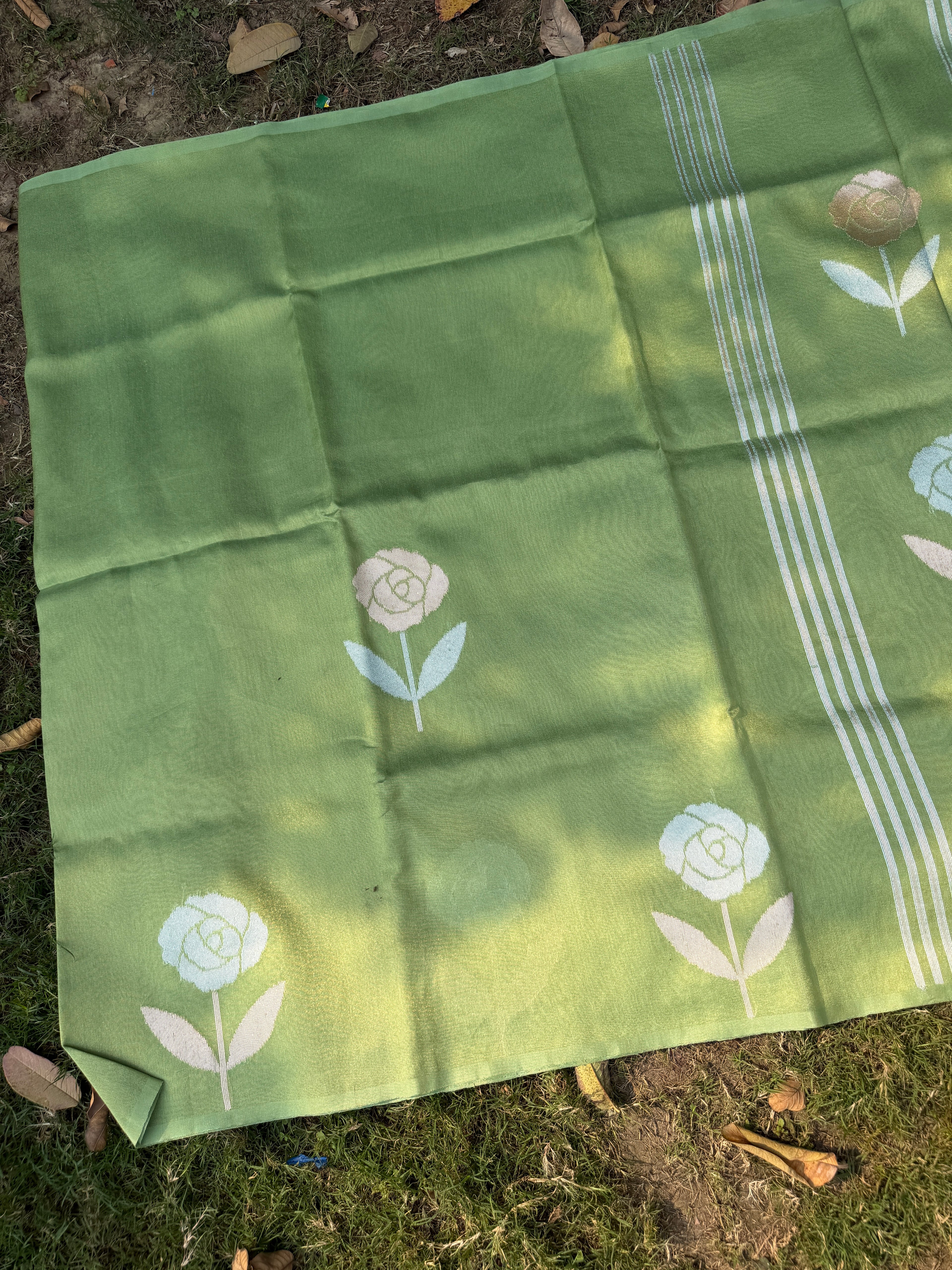 Handloom Linen Tissue - Green