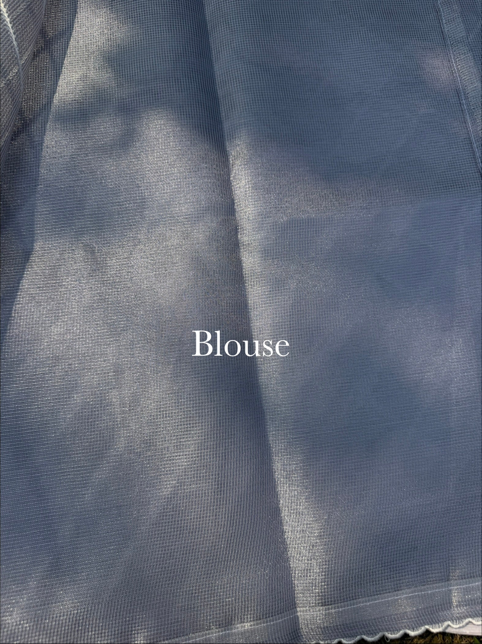 Tissue Saree with Diagonal Thread Embroidery- Pastel Blue