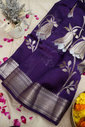 Kora Silk Saree - Deep Purple